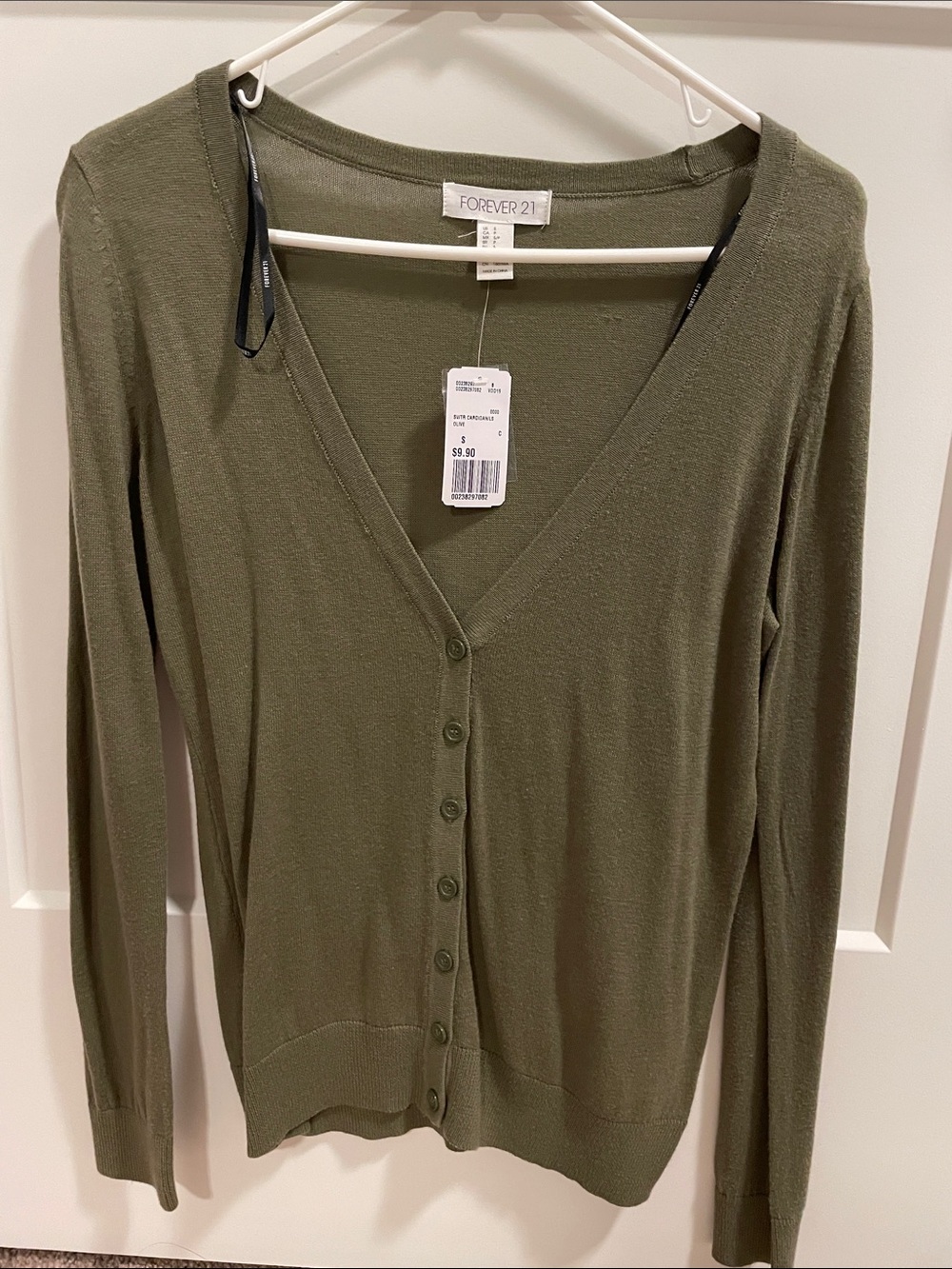 Forever 21 Olive Green V-Neck Button Cardigan